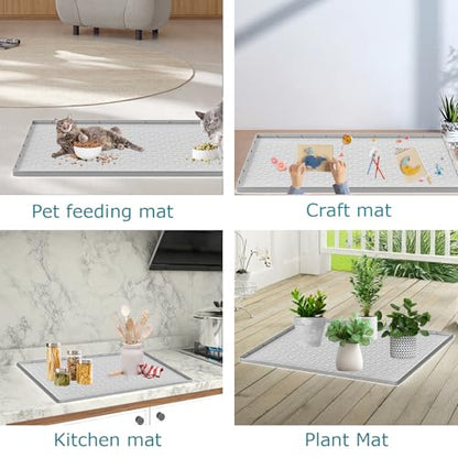 Cat Litter Mat for Litter Box, Silicone Large Cat Litter Trapping Mat - 31x22 in, Waterproof & Non-Slip, Durable & Easy Clean, Light Gray - color: Light Grey, size: 31"L x 22"W