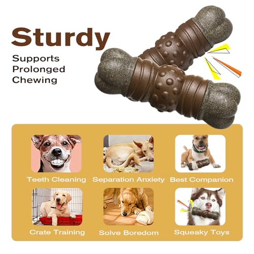 LiuMelinda Dog Chew Toys for Aggressive-Chewers - Indestructible Dog Toy for Aggressive Chewer，Tough Chew Toys for Dogs （Rubber Log-Bone） - color: 07-Log-Bone