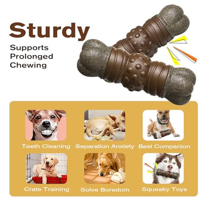 LiuMelinda Dog Chew Toys for Aggressive-Chewers - Indestructible Dog Toy for Aggressive Chewer，Tough Chew Toys for Dogs （Rubber Log-Bone） - color: 07-Log-Bone