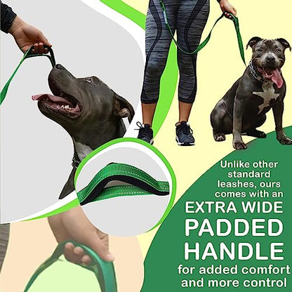 Hands-Free Leash for Small to Large Dogs 5ft - Heavy Duty Adjustable Waist Belt, Padded Handles, Reflective Stitching, Satin Carry Bag for Walking, Running, Hiking - color: Green