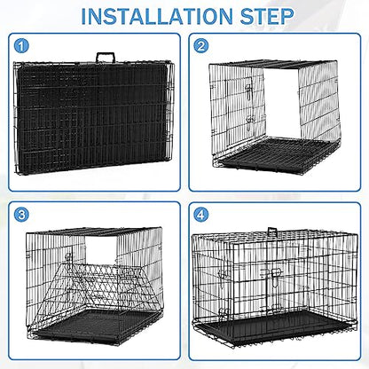Dog Crates for Large Dogs Outdoor Indoor, Dog Cage Kennel Foldable Metal Wire Dog Crate with Leak-Proof Tray and Handle Double Door, Animal Pet Cage, 36 Inch - size: 36 INCH