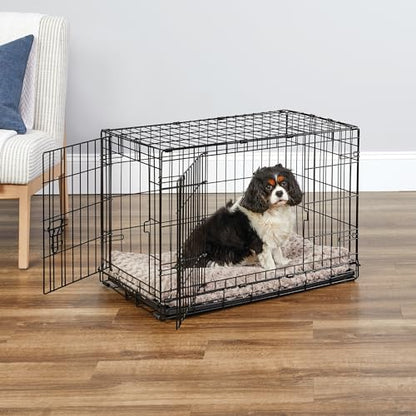 Midwest Homes for Pets 30-Inch New World Crate for Medium Breeds, 21-40 lbs, Double Door Folding Dog Crate, Leak-Proof Tray & Secure Latches, Portable, Durable & Easy to Assemble - size: 30.0"L x 19.0"W x 21.0"H