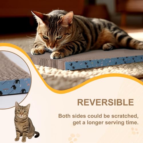 4Pack Cat Scratcher Pad, Reversible Scratching Cardboard, 14" Lx5.3 W Post Board for Indoor Cats Cardboard pad Sleep Play and Grind Claws - size: 4PCS