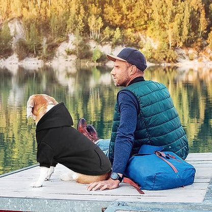 Dog Hoodie Dog Sweaters for Large Dogs,Pet Sweater Soft Solid Brushed Fleece Pet Clothes Pet Hoodie Sweatshirt with Pocket(Black-L) - color: Black, size: Large