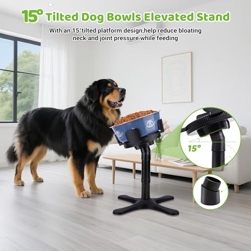 Dog Bowls Elevated Adjustable Stand, Raised Bowl with 3 Heights & Tilted Feeding Stand, Compatible with Various Bowls, for Medium & Large Breeds (1 Pack) Black - size: Dog Bowl Stand 1 Pack Black