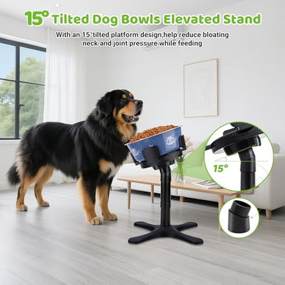 Dog Bowls Elevated Adjustable Stand, Raised Bowl with 3 Heights & Tilted Feeding Stand, Compatible with Various Bowls, for Medium & Large Breeds (1 Pack) Black - size: Dog Bowl Stand 1 Pack Black