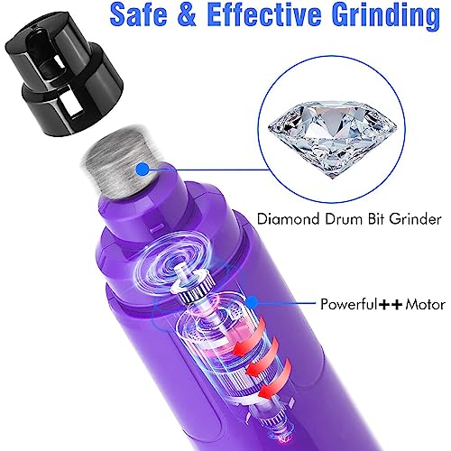 Casfuy Dog Nail Grinder with LED Light - Upgraded 2-Speed Electric Pet Nail Trimmer Powerful Painless Paws Grooming & Smoothing for Small Medium Large Dogs & Cats (Purple) - color: Purple