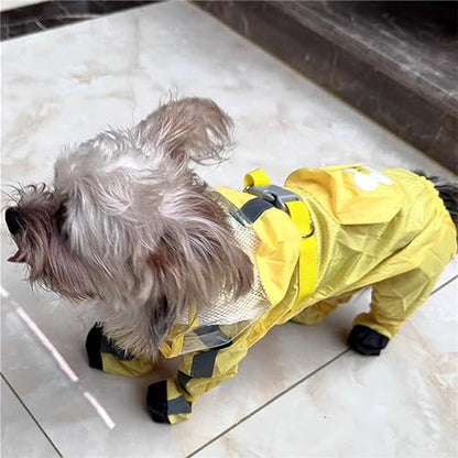 Dog Raincoat with Boots,Waterproof Dog Raincoats with Hood for Small Medium Large Dogs,Raincoat with Reflective Strap, Lightweight Rain Jacket with Leash Hole (Yellow Flower, X-Large) - color: Yellow Flower, size: XL (11-14lb)