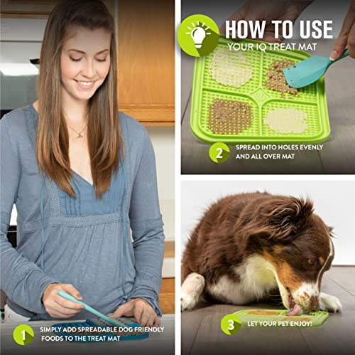 Hyper Pet IQ Treat Lick mat for Dogs, Dog Slow Feeder & Cat Lick mats | Great Alternative to Slow Feeder Bowls & Cat Feeders | Perfect Dog Licking mat, Cats Puzzle & Enrichment Toys - color: Green, size: Medium