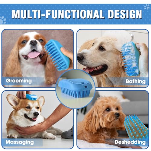 Dog Shampoo Brush & Dog Shower Brush, Upgraded Pet Grooming Bath Brush with Soft Silicone Bristles, Adjustable Handle Massage Comb for Long & Short Hair Dogs and Cats - color: Pet Silicone Shampoo Brush 2