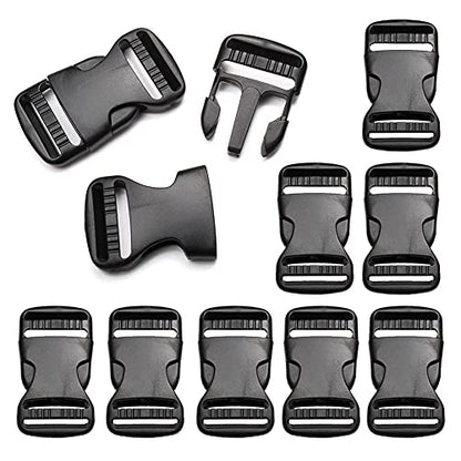 CooBigo 10 Pack 1-1/4" Plastic Side Release Buckles Dual Adjustable Outdoor Camping Tactical Backpack Belt Strap Webbing Bag Hardware Accessories 1-1/4" Dual Release Buckle Black - color: C#: 1-1/4"(10pcs)