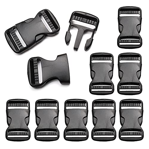 CooBigo 10 Pack 1-1/4" Plastic Side Release Buckles Dual Adjustable Outdoor Camping Tactical Backpack Belt Strap Webbing Bag Hardware Accessories 1-1/4" Dual Release Buckle Black - color: C#: 1-1/4"(10pcs)