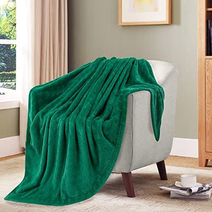 TOONOW Fleece Blanket Super Soft Cozy Throw Blanket 50" x 60", Lightweight Fuzzy Comfy Textured Flannel Blanket Warm Plush Throw Blankets for Couch, Sofa, Bed, Emerald - color: Emerald, size: Throw-50" x 60"