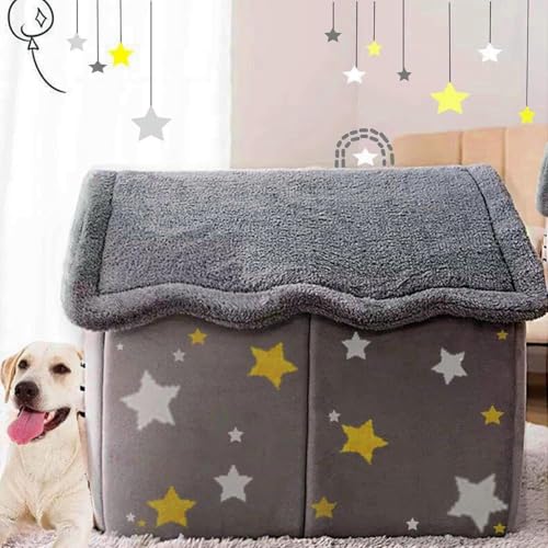 Dog House Indoor, Foldable Soft Kennel Bed with Cushion for Small Medium Large Dogs Cats, Winter Warm Cat Nest Puppy Cave (XL-Within 40 lbs) - size: XL-within 40 lbs