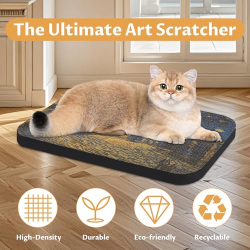 2 Pack Art Cat Scratcher, Wall-Mountable Cat Scratch Pad, Cat Wall Scratcher 16.7x11x1 Inch Cat Scratching Board for Indoor Cats Toy (Series2) - color: Van Gogh2-2