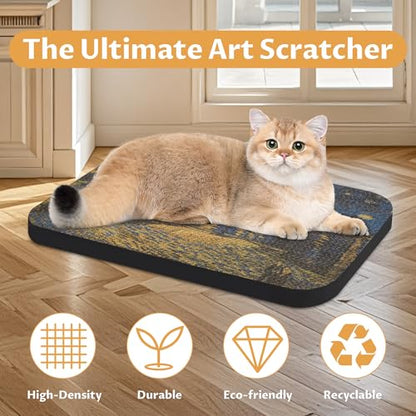 2 Pack Art Cat Scratcher, Wall-Mountable Cat Scratch Pad, Cat Wall Scratcher 16.7x11x1 Inch Cat Scratching Board for Indoor Cats Toy (Series2) - color: Van Gogh2-2