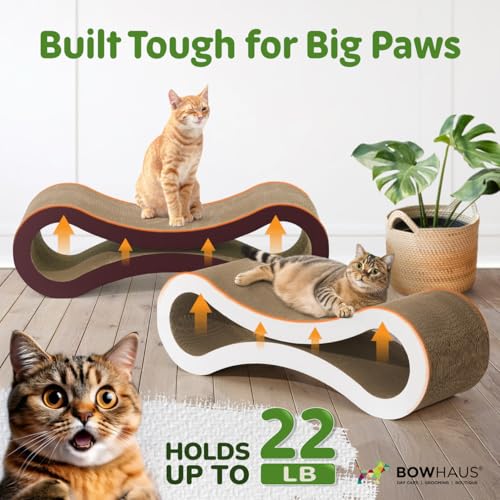 CAPHAUS Infinity Cat Scratcher Lounger, Reversible Scratcher, Large Cat Scratching Pad, Cat Scratching Board, Scratch Pad for Indoor Cats, Brown - size: Brown