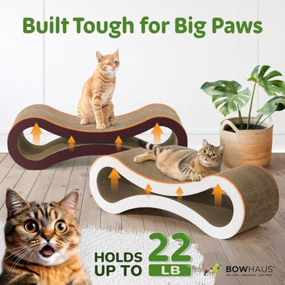 CAPHAUS Infinity Cat Scratcher Lounger, Reversible Scratcher, Large Cat Scratching Pad, Cat Scratching Board, Scratch Pad for Indoor Cats, White - size: White