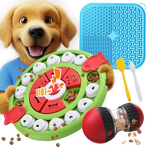 Dog Puzzle Feeder for Small/Middle Breeds - Adjustable Treat Dispenser Funny Slow Feeder Puppy Enrichment Training Toy Pet Interactive Toys Lick Mat Dogs to Keep Dog/Cat Busy - color: blue