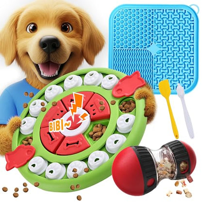Dog Puzzle Feeder for Small/Middle Breeds - Adjustable Treat Dispenser Funny Slow Feeder Puppy Enrichment Training Toy Pet Interactive Toys Lick Mat Dogs to Keep Dog/Cat Busy - color: blue