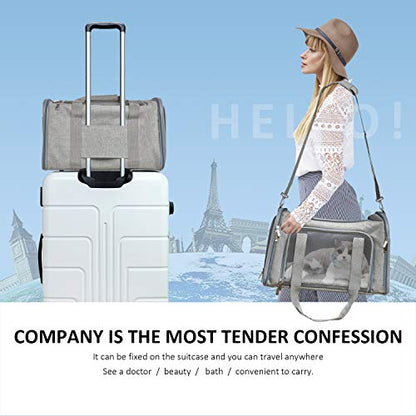 Henkelion Cat Carriers Dog Carrier Pet Carrier For Small / Medium Cats Dogs Puppies (Up To 15lbs), TSA Airline Approved Small Dog Carrier Soft Sided, Collapsible Waterproof Travel Puppy Carrier - Grey - color: Grey, size: 17.0"L x 11.0"W x 11.0"H