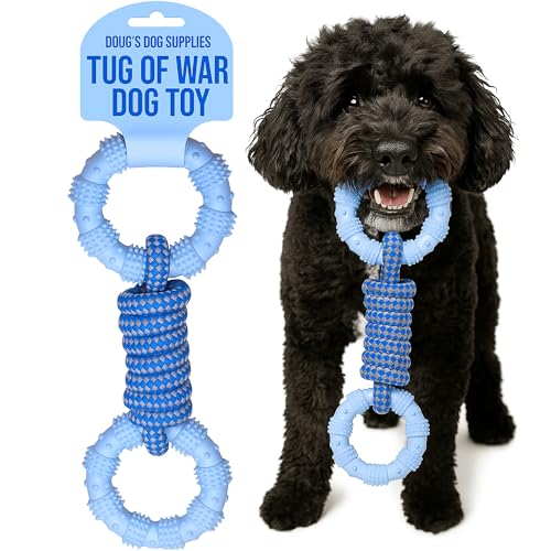 Doug's Dog Supplies Ring Rope Toy – Tug of War Toy for Medium & Large Dogs | Tug & Play Dog Toy - color: Blue
