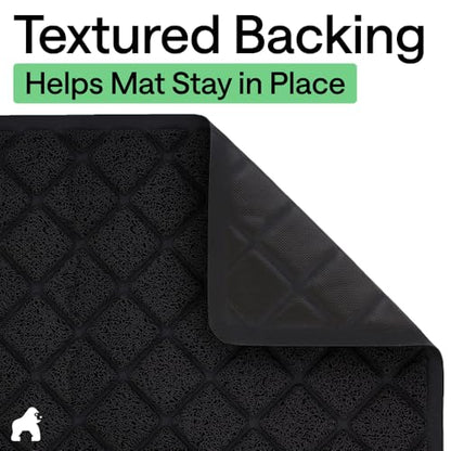 GORILLA GRIP Cat Litter Box Mat, Cushioned Coil Mesh Litter Trapping Mats, Scatter Control Supplies for Less Mess, Phthalate Free, Ultra Deep Catch Grooves, Rinse or Vacuum to Clean 24x17 Black 2 Pack - color: Black, style: Small (24" x 17") x 2