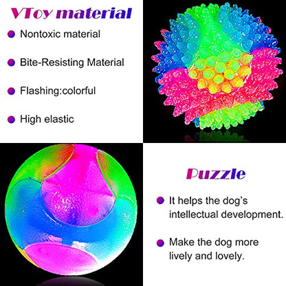 2 Pieces 2.5" Light up LED Dog Toy Ball Elastic Flashing Glowing Interactive Toy Pet Color Ball Bounce-Activated for Small Medium Dogs and Puppies(Classic Style)
