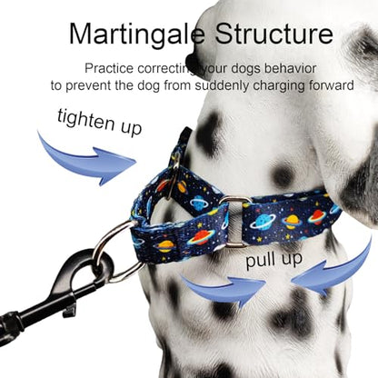 Martingale Dog Collars with Buckle No Slip Training Boy Dog Collar for Small Dogs (Blue Space, Small) - color: Blue Space, size: Small