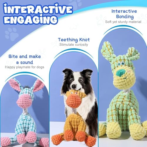 Upgraded Indestructible Dog Plush Toy - Squeaky Chew Pet Supplies for Aggressive Chewers & Teething Green - color: Green, size: Small