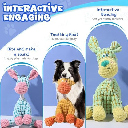 Upgraded Indestructible Dog Plush Toy - Squeaky Chew Pet Supplies for Aggressive Chewers & Teething Green - color: Green, size: Small