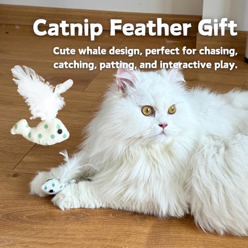 CECE PAW 12 Pack Natural Catnip Pouches for Cat Toys, Non-Woven Fabric Cat nip Refills, Gift Packaging with Catnip Tea Bags and Feather Whale Toy - color: Catnip Tea Bags, size: Cat