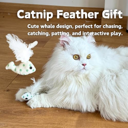 CECE PAW 12 Pack Natural Catnip Pouches for Cat Toys, Non-Woven Fabric Cat nip Refills, Gift Packaging with Catnip Tea Bags and Feather Whale Toy - color: Catnip Tea Bags, size: Cat
