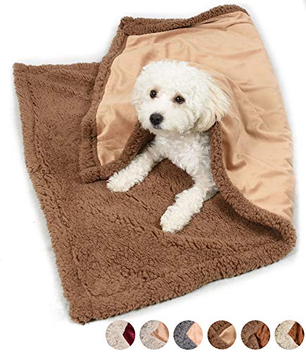 Puppy Blanket, Super Soft Sherpa Dog Blankets and Throws Cat Fleece Sleeping Mat for Pet Small Animals 45x30 - color: Latte&brown