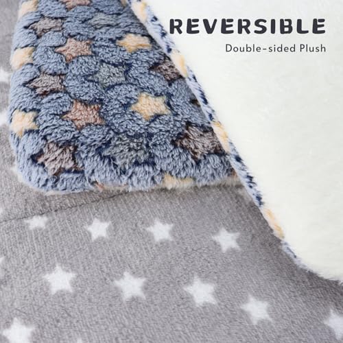 Dog Blankets for Medium Dogs, 2-Pack Washable Plush Pet Mat - Soft & Warm Reversible Puppy Blankets for Couch, Bed, Crate& Travel Carrier - size: 38"x26"