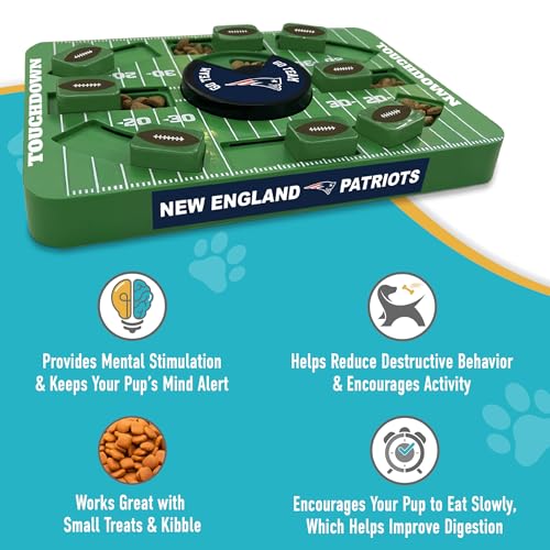 Pets First NFL New England Patriots Large Puzzle Toy - Interactive Dog Slow Feeding Puzzle Treat Toy - color: NEW ENGLAND PATRIOTS, size: Large