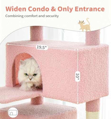 Made4Pets Cat Tree Tower 56" Cat Tower for Indoor Cats Kitten Tree Multi-Level Cat Tree with 2 Condo Furniture Activity Center with Scratching Posts Funny Toys (Pink Flower Blue) - color: Pink Flower Blue