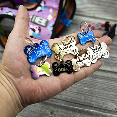 Personalized Dog Tag with 5 Lines of Custom Deep Engraved Durable Stainless Steel Pet ID Name Tag Designer Small Size Bone - size: Small, style: Bone