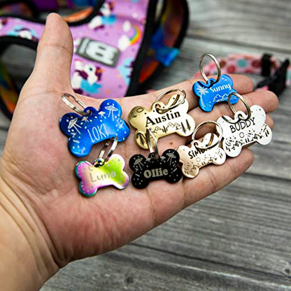 Personalized Dog Tag with 5 Lines of Custom Deep Engraved Durable Stainless Steel Pet ID Name Tag Designer Small Size Bone - size: Small, style: Bone