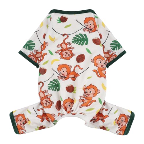 Dog Pajamas Pjs Spring Summer Dog Clothes for Small Dogs Girl Boy, Soft Stretchy Tiny Chihuahua Yorkie Puppy Clothes Doggie Onesies Cat Pet Jammies Outfit, Brown Monkey, M - color: Brown Monkey, size: Medium (Chest 15in )