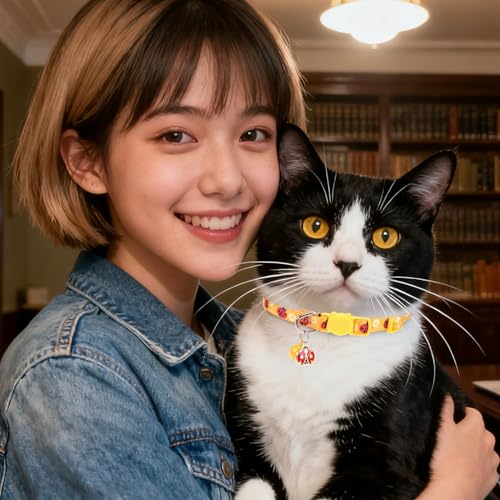 Breakaway Cat Collars with Bell & Cute Pendants, 3 Pack Safety Buckle Kitten Collars, Adjustable Pet Collar Ideal for Girl Boy Cats Puppy (Style A - Insect) - color: Style A - Insect