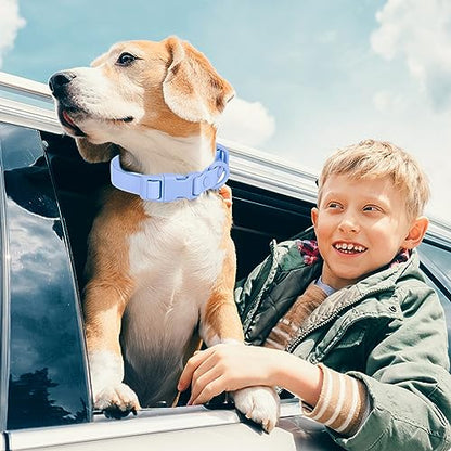 Waterproof Dog Collar Soft Rubber Dog Collar with Safety Buckle Adjustable Pet Collars for Small Medium Large Dogs - color: Lblue, size: L