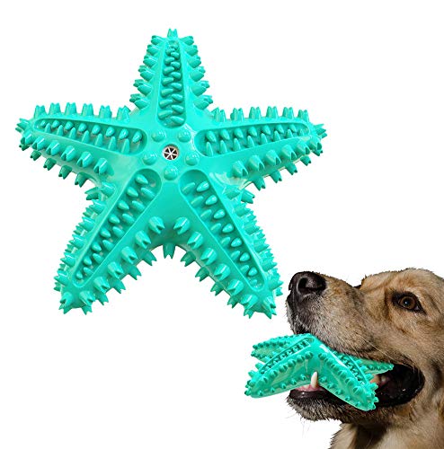 Squeaky Chew Toy - Starfish Water Floating Toy for Dogs, Natural Tooth Brush Teeth Cleaning for Small Medium Dogs - Blue - color: Starfish Blue