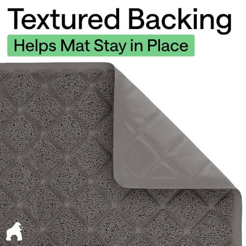 GORILLA GRIP Cat Litter Box Mat, Cushioned Coil Mesh Litter Trapping Mats, Scatter Control Supplies for Less Mess, Phthalate Free, Ultra Deep Catch Grooves, Rinse or Vacuum to Clean 24x17 Hunter Green - color: Charcoal, style: Small (24" x 17")