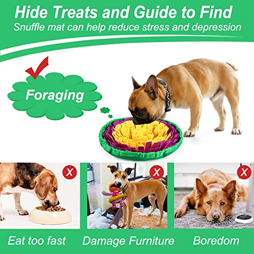 Vivifying Snuffle Mat for Dogs, Enrichment Dog Puzzle Toys for Slow Eating and Keep Busy, Adjustable Sniff Mat Encourages Natural Foraging Skills and Mental Stimulation(Yellow Purple) - color: Yellow&Purple&Green