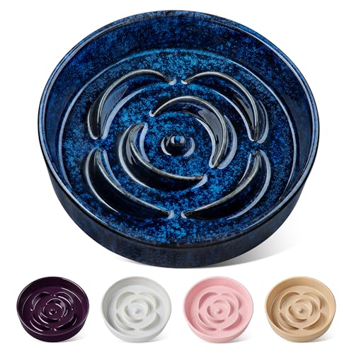 vancasso Slow Feeder Dog Bowl, 1.5 Cups Ceramic Slow Feeder for Medium Breed, Puzzle Maze Dog Food Bowl for Fast Eater, Blue - color: Blue, size: M - 1.5 Cups