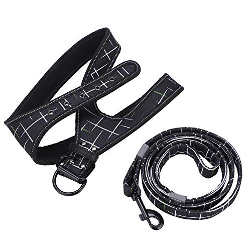 Reflective Dog Harness & Leash Set | Protective Pet Traction Suit for Night Visibility | Adjustable Dog Vest for Small/Medium/Large Breeds | Comfortable Neoprene Lining