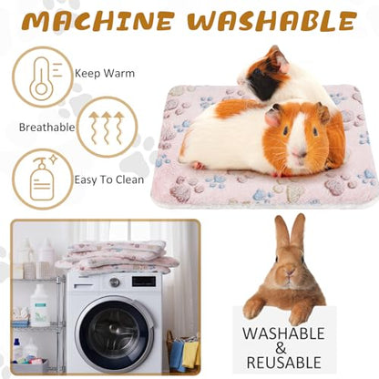 Tuanse 4 Pack Ultra Soft Dog Cat Bed Mat Small Animal Guinea Pig Bed with Cute Print Reversible Fleece Dog Crate Kennel Pad Cozy Washable Thickened Hamster Pet Beds Mat(13 x 10 Inches,Light Brown) - color: as shown on the picture, size: 13 x 10 Inches
