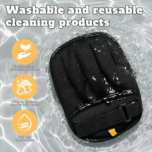 Upgraded Pet Hair Removal Glove for Cats & Dogs, Reusable Five-Finger Static Pet Glove with Adjustable Strap, Pet Hair Remover Tool On Clothes, Furniture, Laundry and Car Interior