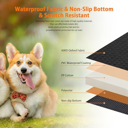 2 Packs Front Seat Car Cover, Waterproof Dog Car Seat Cover, Non-slip & Scratch-Proof, Pet Car Seat Protector with Side Flaps and Storage Pocket, Car Seat Cover for Most Cars, Trucks and SUVs - size: Pack of 2